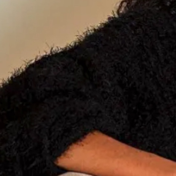 Free People Oasis Black Funnel Neck Eyelash Oversized Slouchy Sweater Tunic XL - Picture 11 of 15